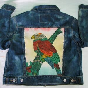 Vintage Levis Custom Parrot Graphic Acid-Wash Denim Jacket